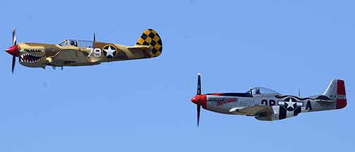 Curtiss P-40N Warhawk NL85104 and North American P-51D Mustang NL44727 Man-O'-War, August 17, 2013